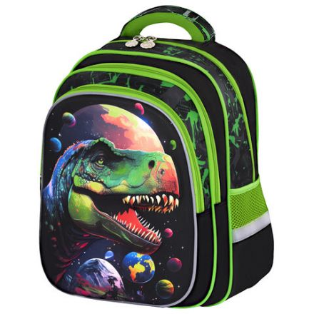 Рюкзак BRAUBERG KIDS FLOSSY, 2 отделения, 3 кармана, "Galaxy Dino", 3D-панель, 40х28х18 см, 273182