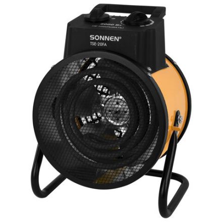 Тепловая пушка электрическа SONNEN TSE-20FA, 2000 Вт, ТЭН/спиральный нагревательный элемент, 2 режима, 456207