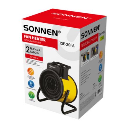 Тепловая пушка электрическа SONNEN TSE-20FA, 2000 Вт, ТЭН/спиральный нагревательный элемент, 2 режима, 456207