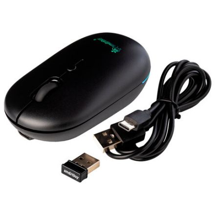 Мышь беспроводная бесшумная SMARTBUY 328AG, USB, 3 кнопки + 1 колесо-кнопка, черный, SBM328AGK