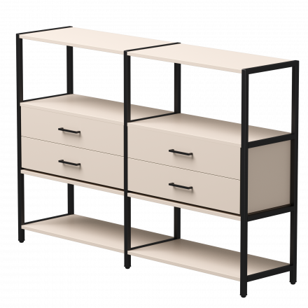 Набор стеллажных систем №2 Everprof EVO 1635x385x1120 Кашемир/Черный