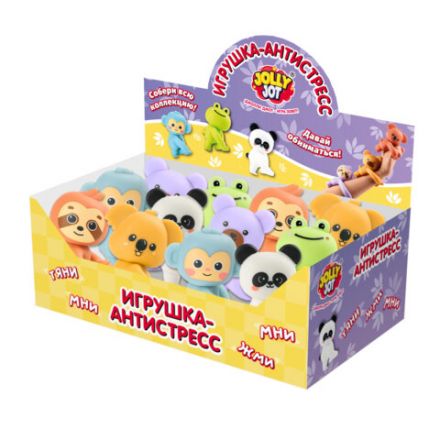 Игрушка-антистресс "ЗВЕРЮШКА-ОБНИМАШКА", ассорти 6 видов, дисплей, JOLLY JOT (ДЖОЛЛИ ДЖОТ), 665785