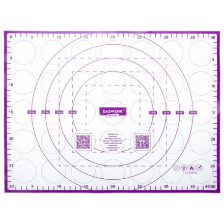 Коврик силиконовый для раскатки/запекания 30х40 см, фиолетовый, DASWERK (ДАСВЕРК), 608423