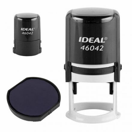 Оснастка для печатей, оттиск D=42 мм, синий, TRODAT IDEAL 46042, корпус черный, крышка, подушка, 125308 Оснастка для печатей, оттиск D=42 мм, синий, TRODAT IDEAL 46042, корпус черный, крышка, подушка, 125308