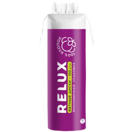 Ватные диски 100 шт., RELUX, двусторонние, 1202