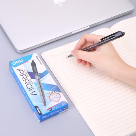 Ручка шариковая автоматическая Deli Arrow д.ш 0,7мм лин 0,35мм черн EQ01320 Ручка шариковая автоматическая Deli Arrow д.ш 0,7мм лин 0,35мм черн EQ01320