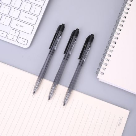 Ручка шариковая автоматическая Deli Arrow д.ш 0,7мм лин 0,35мм черн EQ01320 Ручка шариковая автоматическая Deli Arrow д.ш 0,7мм лин 0,35мм черн EQ01320