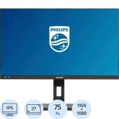 Монитор 27 PHILIPS 272S1M/00 Black  (IPS, FHD, 75Hz, 4 ms, 50M:1, DVI)