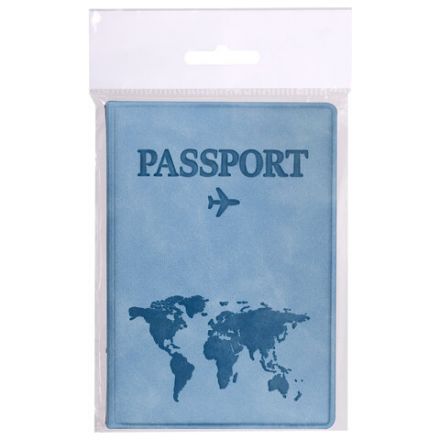 Обложка для паспорта "Passport Map", мягкая экокожа, голубая, STAFF, 238877