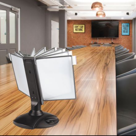 Демосистема настольная на 10 панелей, с 10 серыми панелями А4, вращающаяся, BRAUBERG ULTRA, 231236 Демосистема настольная на 10 панелей, с 10 серыми панелями А4, вращающаяся, BRAUBERG ULTRA, 231236