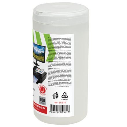 Салфетки для экранов всех типов и пластика универсальные STAFF "EVERYDAY", туба 100 шт., влажные, 511518