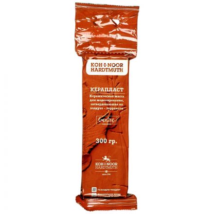 Масса для лепки керамическая Koh-I-Noor "KERAplast", терракот, 300г, вакуумный пакет, европодвес Масса для лепки керамическая Koh-I-Noor "KERAplast", терракот, 300г, вакуумный пакет, европодвес