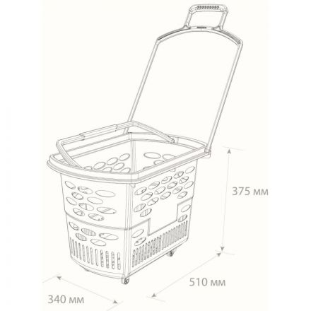 Корзина-тележка покупательская EVR_TECHNO пласт. с 2 пл.ручками,38л.,черный Корзина-тележка покупательская EVR_TECHNO пласт. с 2 пл.ручками,38л.,черный