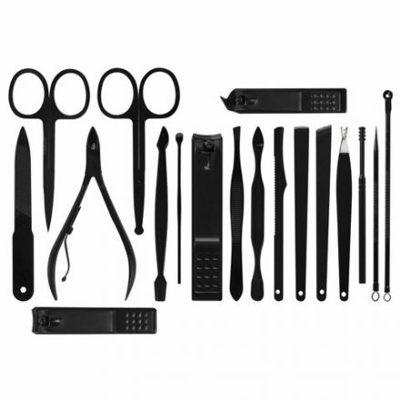 Универсальный набор для маникюра и педикюра 18 в 1 в футляре, STANDARD, черный карбон, WBZ (ВБЗ), 609487