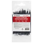 Стяжка (хомут) нейлоновая сверхпрочная POWER LOCK, 2,5х100 мм, КОМПЛЕКТ 100 шт., черная, SONNEN, 607915 Стяжка (хомут) нейлоновая сверхпрочная POWER LOCK, 2,5х100 мм, КОМПЛЕКТ 100 шт., черная, SONNEN, 607915