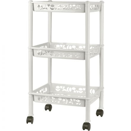 Этажерка PR_Keeplex Light на колесиках 3-х секцион, малая белое облако