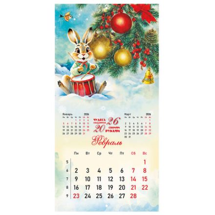 Календарь настенный перекидной 2026 г., BRAUBERG, 12 листов, 28,5х28,5 см, "Советские открытки", 116933