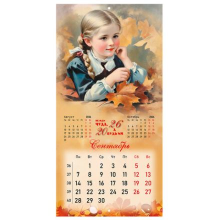 Календарь настенный перекидной 2026 г., BRAUBERG, 12 листов, 28,5х28,5 см, "Советские открытки", 116933
