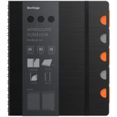 Бизнес-тетрадь А5+, 80л., Berlingo "Steel&Style Pro", клетка, на гребне, 80г/м2, перфорация, разделители, линейка, закладка, черная