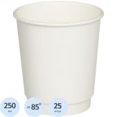 Стакан одноразовый бум 2-сл. d-80мм 250мл белый, КОМУС (25шт/уп)