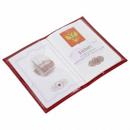 Обложка для паспорта натуральная кожа наплак, тиснение золотом "Impression", красная, BRAUBERG, 238211