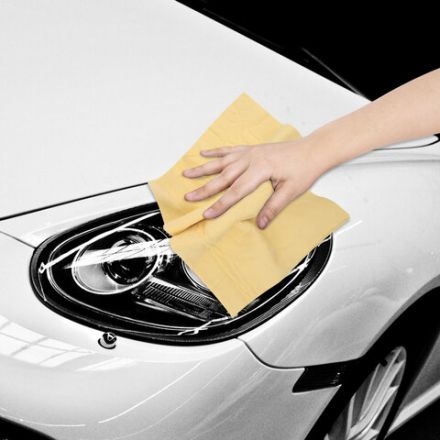 Салфетка синтетическая PVA-замша 64x43 см, в тубе, желтая, для авто, дома и офиса, ГРАНДМАСТЕР, 609974