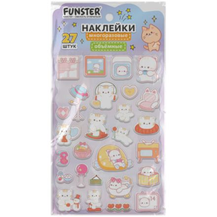 Наклейки объемные "Яркий микс", 19х13,5 см, ассорти 12 видов, FUNSTER (ФАНСТЕР), 666087