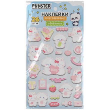 Наклейки объемные "Яркий микс", 19х13,5 см, ассорти 12 видов, FUNSTER (ФАНСТЕР), 666087