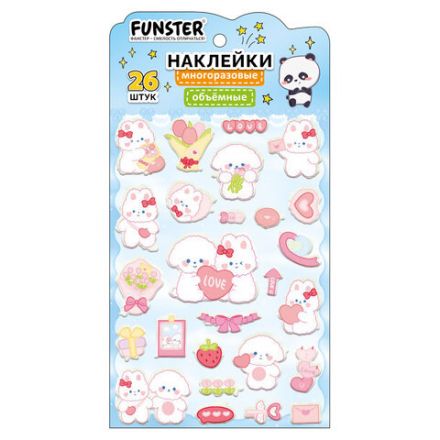 Наклейки объемные "Яркий микс", 19х13,5 см, ассорти 12 видов, FUNSTER (ФАНСТЕР), 666087