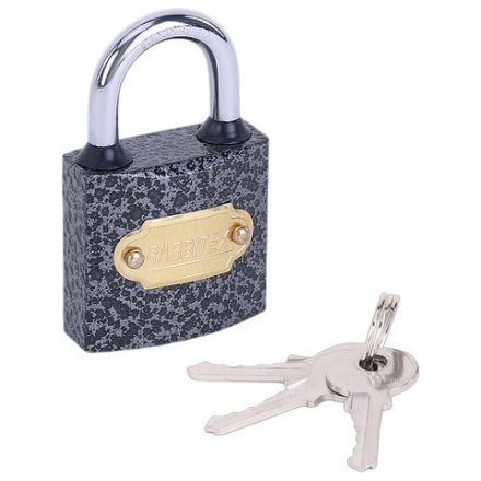Замок навесной чугунный "Влагонепроницаемый", ширина 32 мм, полимерное покрытие, английский, 3 ключа, RABBITEX (РАББИТЕКС), 671295