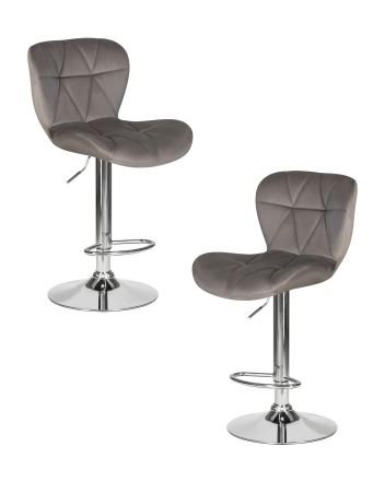 Набор 2 шт Стул барный DOBRIN BARNY, серый велюр (MJ9-75)