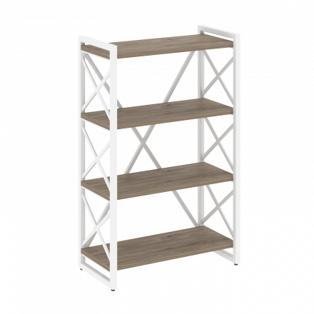 Loft Стеллаж на регулируемых опорах-4 полки VR.L-MST.O-4.8 Тиквуд тёмный/Белый металл 800*400*1280