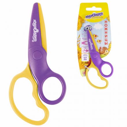 Ножницы ЮНЛАНДИЯ "ЁЖИК", 127 мм, безопасные пластиковые лезвия, эргономичные ручки, ассорти, 236982