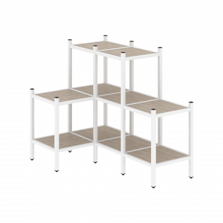 Loft Угловой внутренний стеллаж наборный VR.L-37 Дуб аттик/Белый металл 862*1278*1047