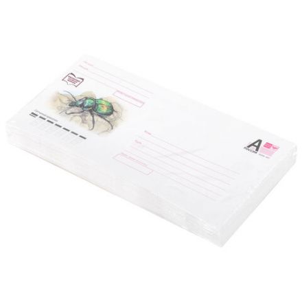 Конверты маркированные ПОЧТА РОССИИ "литера А", E65 (110х220 мм), отрывная лента "Куда-Кому", 80 г/м2, КОМПЛЕКТ 50 шт., 881005