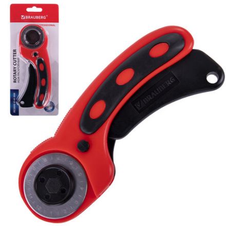 Нож раскройный роликовый 45 мм BRAUBERG PROFESSIONAL, круглое лезвие, резиновые вставки, 238087 Нож раскройный роликовый 45 мм BRAUBERG PROFESSIONAL, круглое лезвие, резиновые вставки, 238087