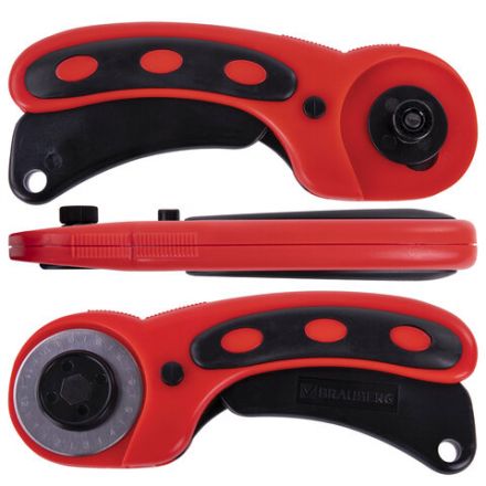 Нож раскройный роликовый 45 мм BRAUBERG PROFESSIONAL, круглое лезвие, резиновые вставки, 238087 Нож раскройный роликовый 45 мм BRAUBERG PROFESSIONAL, круглое лезвие, резиновые вставки, 238087