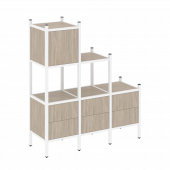 Loft Прямой стеллаж наборный VR.L-12 Дуб аттик/Белый металл 1278*446*1458