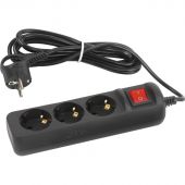 Удлинитель ЭРА UX-3es-3m-B (3р/3м/10А/с заземл/с выкл/3x0,75мм2, черный)