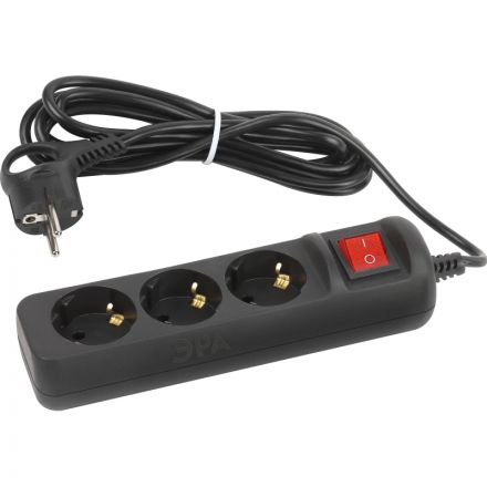 Удлинитель ЭРА UX-3es-3m-B (3р/3м/10А/с заземл/с выкл/3x0,75мм2, черный)