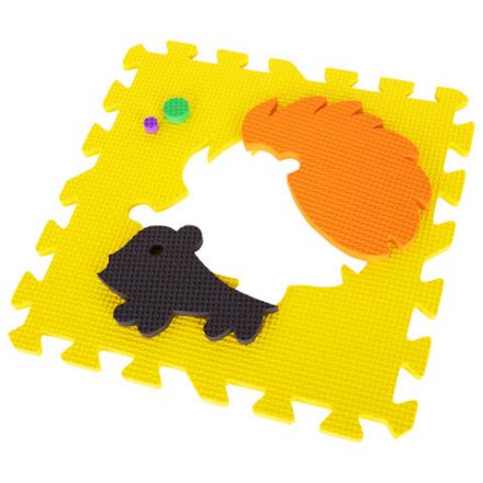 Коврик-пазл напольный 0,9х0,9 м мягкий "Зверушки", 9 частей 30х30 см, толщина 1 см, ЮНЛАНДИЯ, 664666