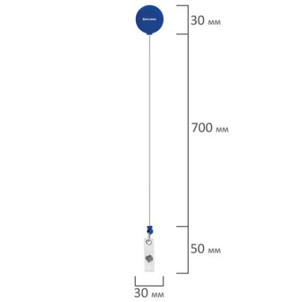 Бейдж вертикальный (85х54 мм), с рулеткой 70 см с клипом, СЛАЙДЕР, синий, BRAUBERG EXTRA, 238844