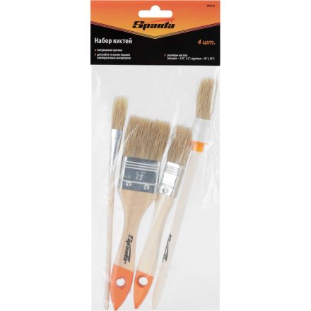 Кисть , 4 шт/уп (плоские 3/4, 1,5, круглые №1,№2.)// Sparta(841135)