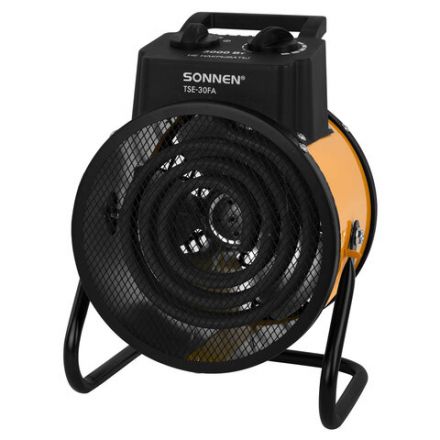 Тепловая пушка электрическая SONNEN TSE-30FA, 3000 Вт, ТЭН/спиральный нагревательный элемент, 2 режима, 456208