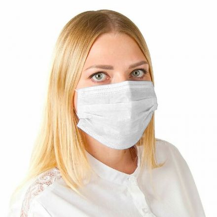 Маски одноразовые медицинские КОМПЛЕКТ 50 шт., 3-х слойные, белые, фильтр СМС, упаковка полиэтиленовая Маски одноразовые медицинские КОМПЛЕКТ 50 шт., 3-х слойные, белые, фильтр СМС, упаковка полиэтиленовая