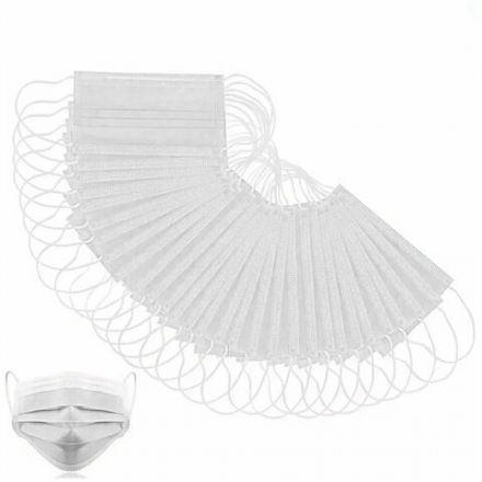 Маски одноразовые медицинские КОМПЛЕКТ 50 шт., 3-х слойные, белые, фильтр СМС, упаковка полиэтиленовая Маски одноразовые медицинские КОМПЛЕКТ 50 шт., 3-х слойные, белые, фильтр СМС, упаковка полиэтиленовая