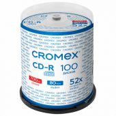 Диск CD-R CROMEX (КРОМЕКС), 700 Mb, 52x, Cake Box (упаковка на шпиле), КОМПЛЕКТ 100 шт., 513778