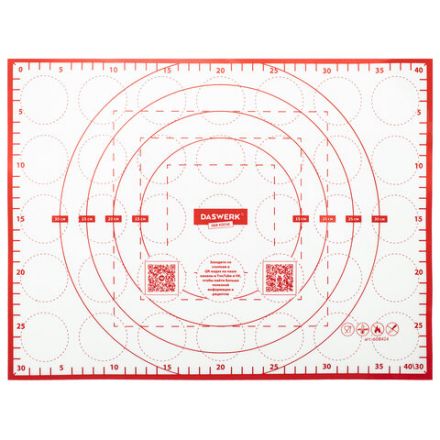 Коврик силиконовый для раскатки/запекания 30х40 см, красный, DASWERK (ДАСВЕРК), 608424
