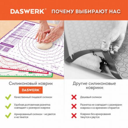 Коврик силиконовый для раскатки/запекания 30х40 см, красный, DASWERK (ДАСВЕРК), 608424