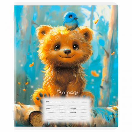 Тетрадь 12 л. ЮНЛАНДИЯ, клетка, обложка картон, МИШКИ, 107275